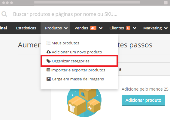 Organizar categorias loja virtual
